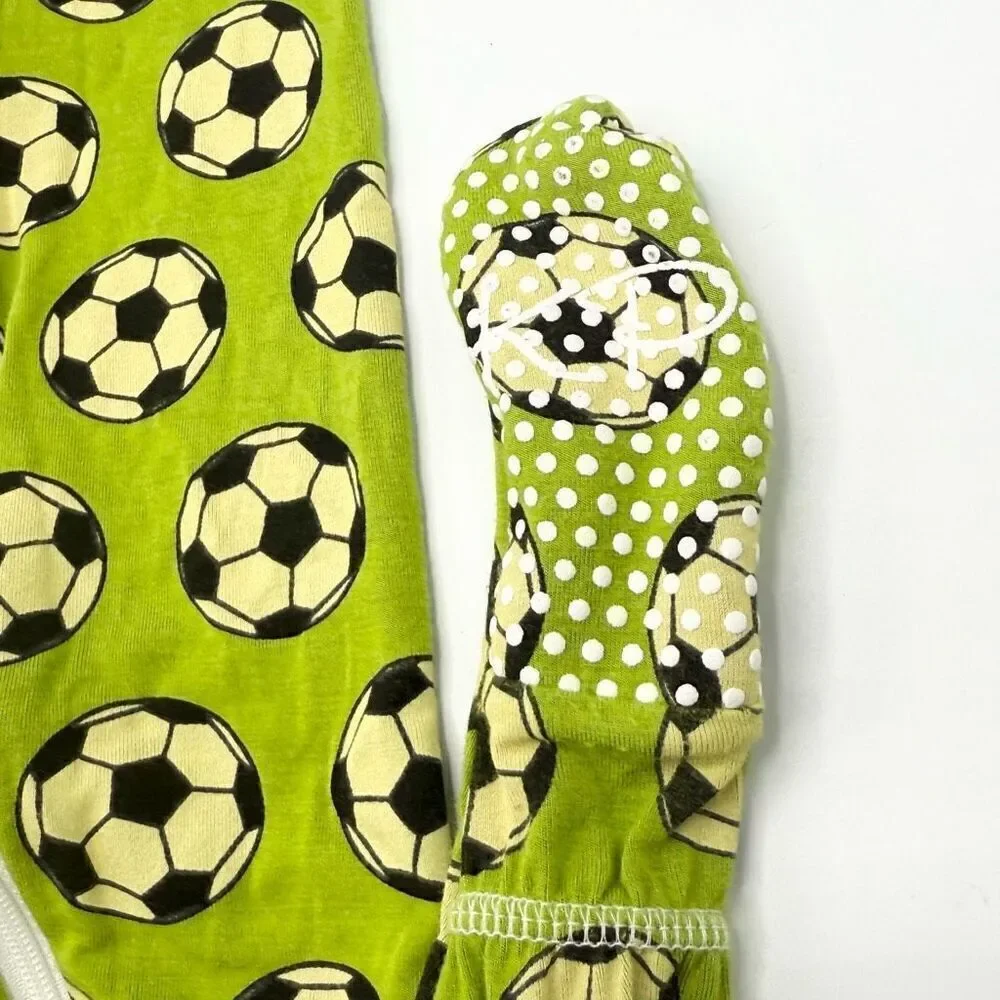 Kickee Pants Zippered Bamboo Soft One Piece Pajamas Soccer Ball Print  - Toddler
